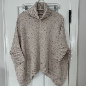 LOFT Speckled Beige Poncho Sweater